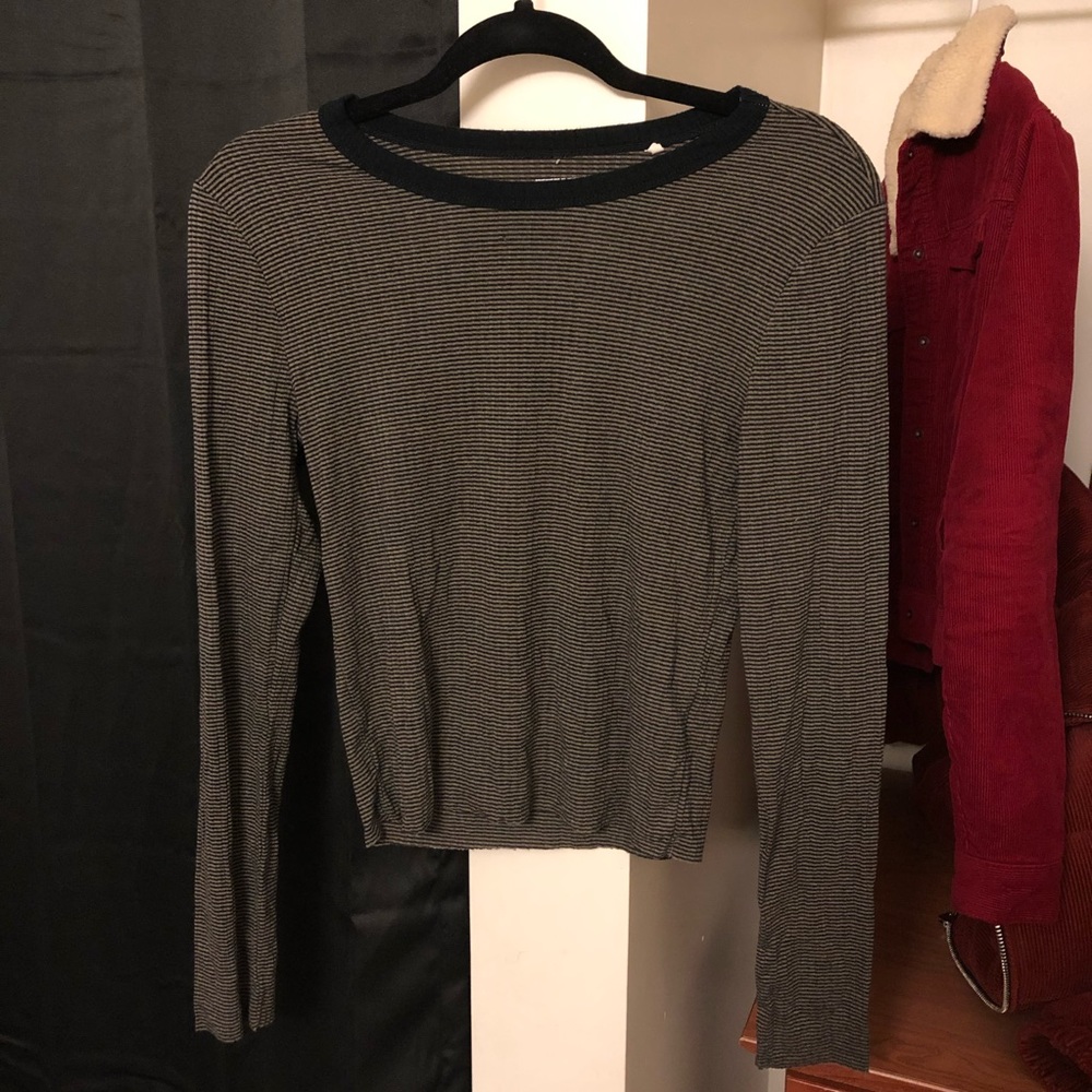 Olive/ black striped long sleeve shirt